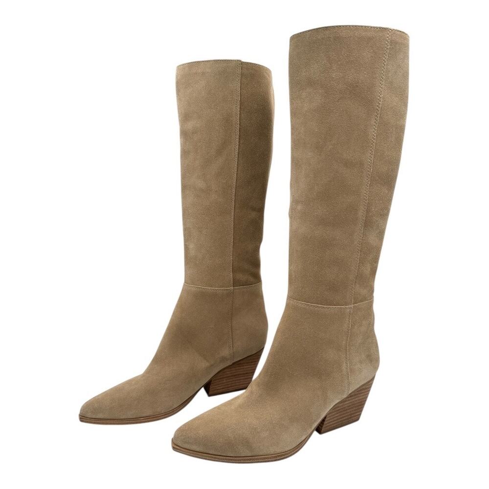 NWT Marc Fisher Tan Suede Tarrie Block Heel Boot Size 10 (Some Blemishes)